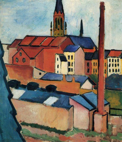 August Macke St. Mary's with Houses and Chimney (Bonn) oil painting picture